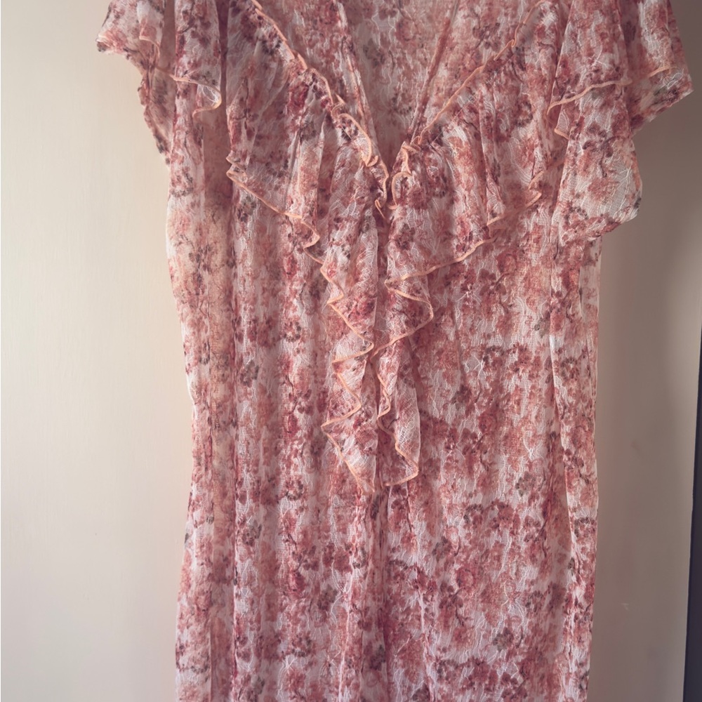 Cato V Neck Ruffled Lace Kimono